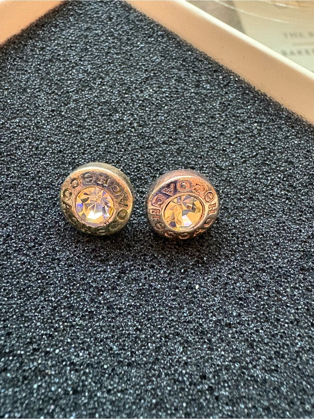 Coach Crystal Button Stud Earrings in Rose Gold Tone